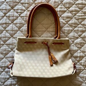 Dooney & Bourke Cream and Tan Shoulder Bag